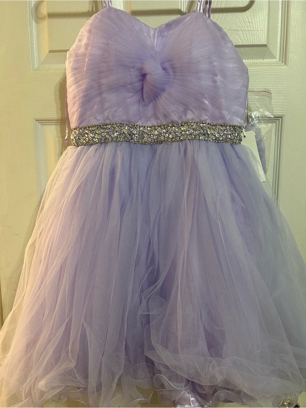 Lilac Tulle Party Dress for Girls with Beaded Waist
